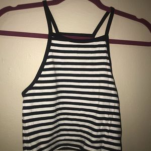 H&M Divided black and white striped crop top